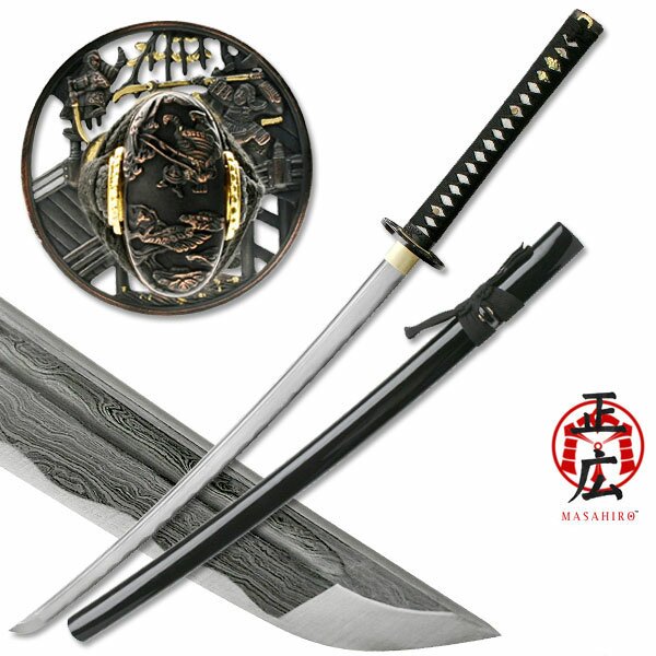 Ten Ryu Damascus Sword Samurai Battle Tsuba